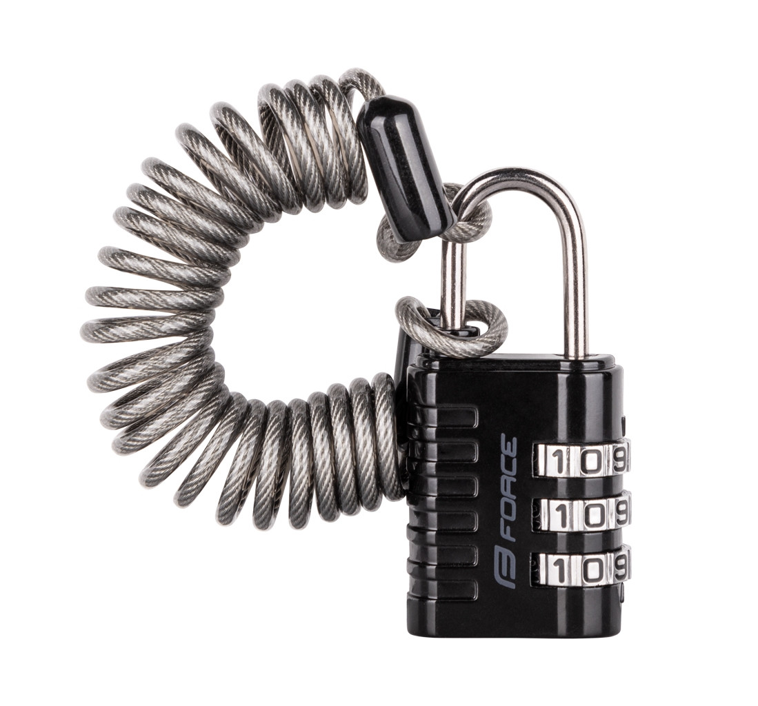 Force zámok F SMALL 2 špirálový kódový 120cm/3mm, čierny
